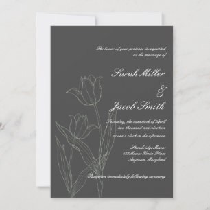 Convite para Casamento de Tulipas Minimalista de C