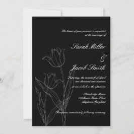 Convite para Casamento de Tulipas Minimalista Pret