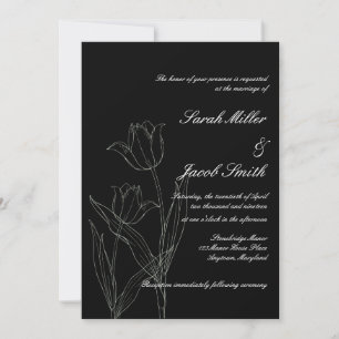 Convite para Casamento de Tulipas Minimalistas Pre
