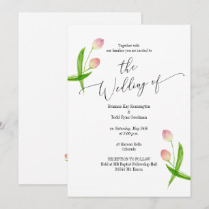 Convite para Casamento de Tulipas Mínimas de Aqua
