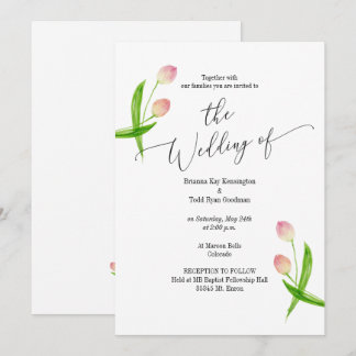 Convite para Casamento de Tulipas Mínimas de Aquar