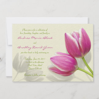 Convite para Casamento de Tulipas Rosa