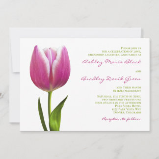 Convite para Casamento de Tulipas Rosa Elegante