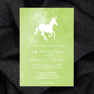 Convite para Casamento de Unicórnio Verde