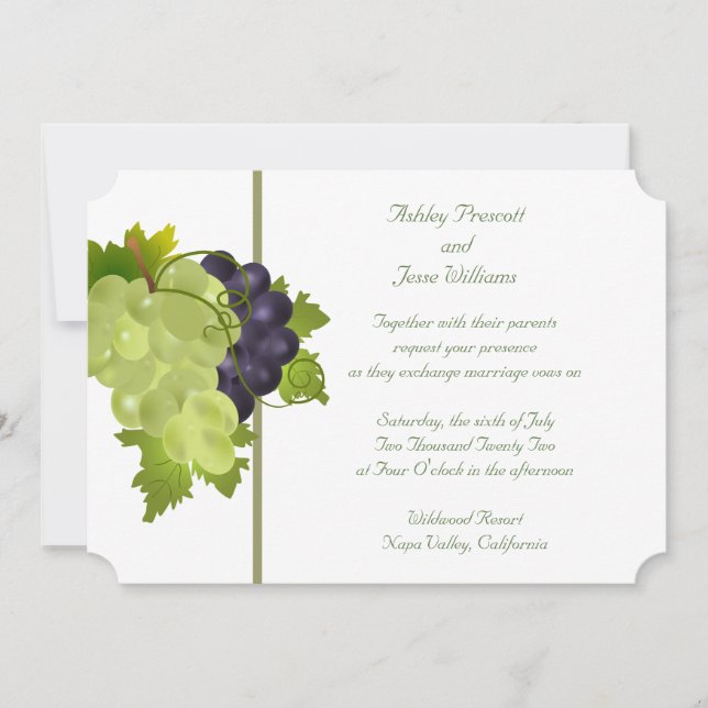 Convite para Casamento de Uvas Napa (Frente)