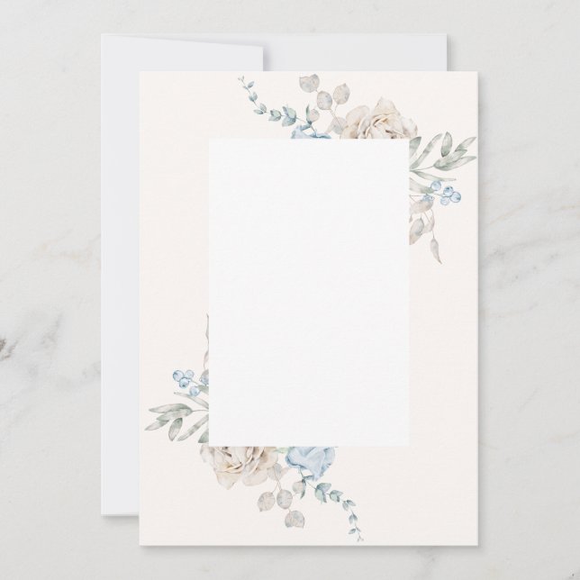 Convite para Casamento de vazios - rosas azuis cor (Frente)