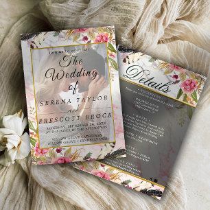 Convite para Casamento de Vellum Elegante Blush El