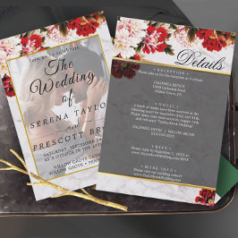 Convite para Casamento de Vellum Elegante Floral B