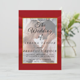 Convite para Casamento de Vellum Elegante Vermelho