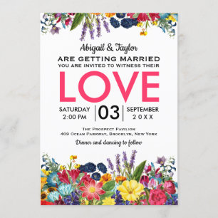 Convite para Casamento de Verão de Flores Colorid