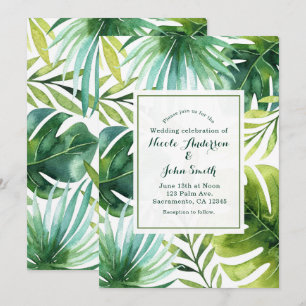 Convite para Casamento de Verão no Havaí de Folhas