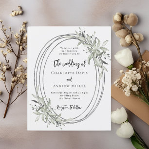 Convite para casamento de verde branco macio