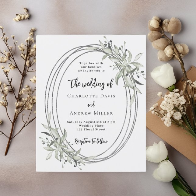 Convite para casamento de verde branco macio (Criador carregado)
