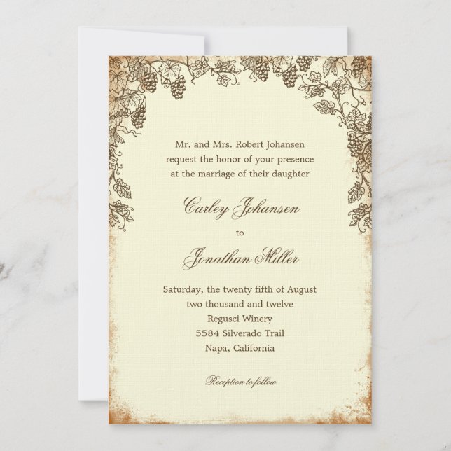 Convite para Casamento de Vineyard Rustic - Brown (Frente)
