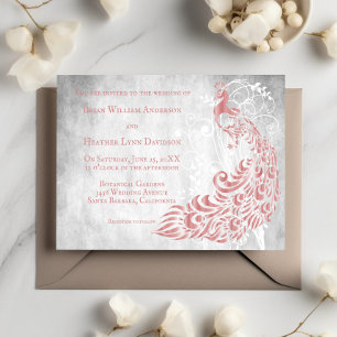 Convite para Casamento de Vinha Pavial Pink Leaf