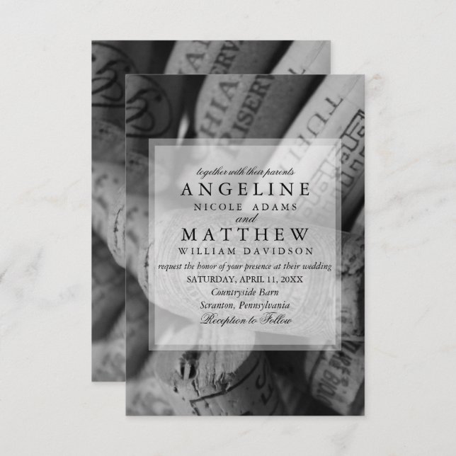 Convite para Casamento de Vinho (Frente/Verso)