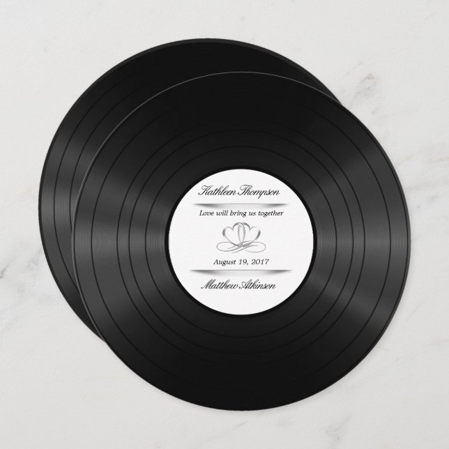 convite para casamento de vinil record (Frente/Verso)