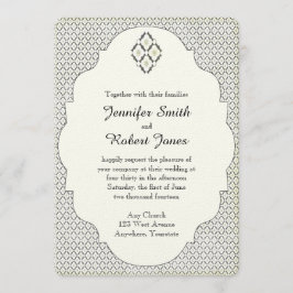 Convite para Casamento de Vintage Black e Cream Di
