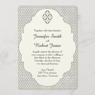 Convite para Casamento de Vintage Black e Cream Di