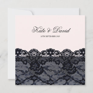 Convite para Casamento de Vintage Black Lace