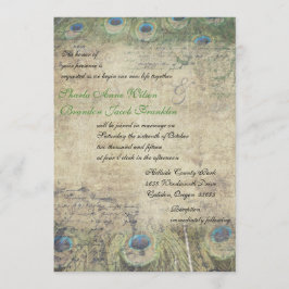 Convite para Casamento de Vintage Peacock