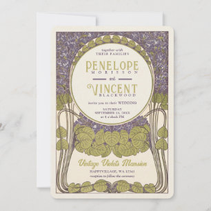 Convite para Casamento de Violetas Vintage