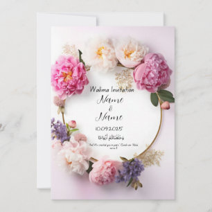 Convite para casamento de walima cor-de-rosa-Flora