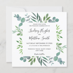 Convite para Casamento de Watercolor Eucalyptus Gr
