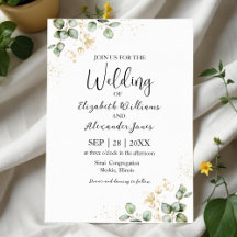 Convite para Casamento de Watercolor Eucalyptus Gr