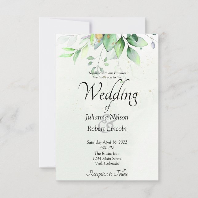 Convite para casamento de Watercolor Greenery (Frente)