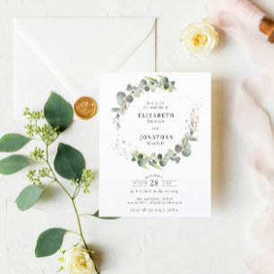Convite para casamento de Watercolor greenery Wrea