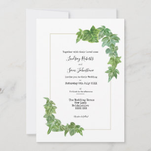 Convite para Casamento de Watercolor Ivy Trim