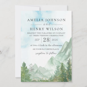 Convite Para Casamento De Watercolor Rocky Mountai