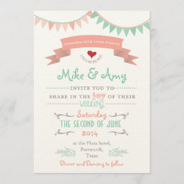 Convite Para Casamento De Whimsical De Bunting Vin