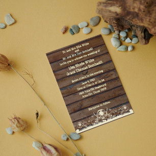 Convite para Casamento de Wood Planks Shabby Lace