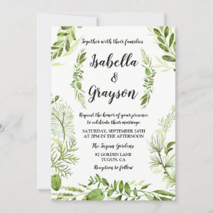 Convite para Casamento de Wreath Selvagem do Jardi