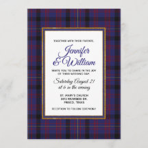 Convite para Casamento de Xadrez Dundonald Tartan