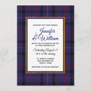 Convite para Casamento de Xadrez Dundonald Tartan