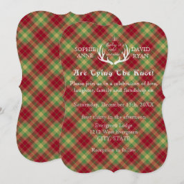 Convite para Casamento de Xadrezes Vermelha e Verd