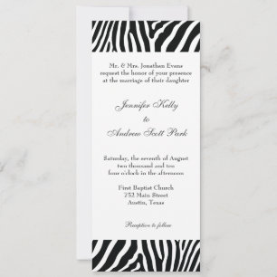 Convite para Casamento de Zebra Negra e Branca