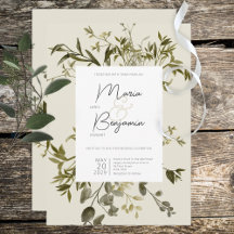 Convite para Casamento Delicado Boho Greenery