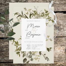 Convite para Casamento Delicado Boho Greenery