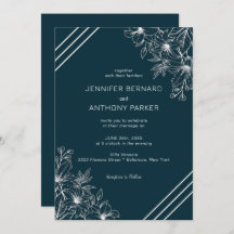 Convite para Casamento Desenhado de Mão Branca