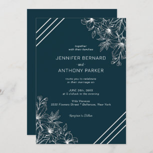 Convite para Casamento Desenhado de Mão Branca