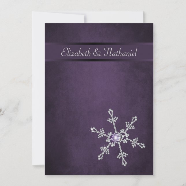 Convite para Casamento Diamond Snowflakes & Ribbon (Frente)