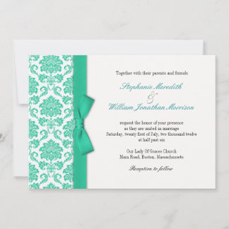 Convite para casamento do Arco Turquoise Damask