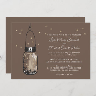 Convite para casamento do Brown Mason Jar Fireflie