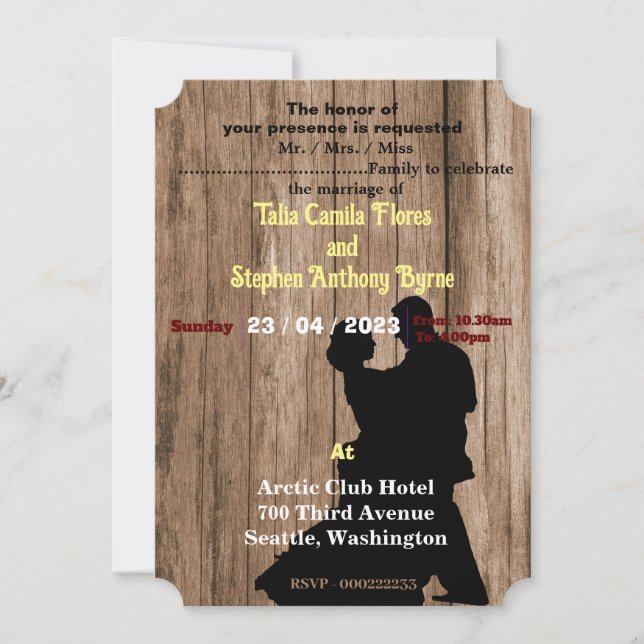 Convite para casamento do carpinteiro (Frente)