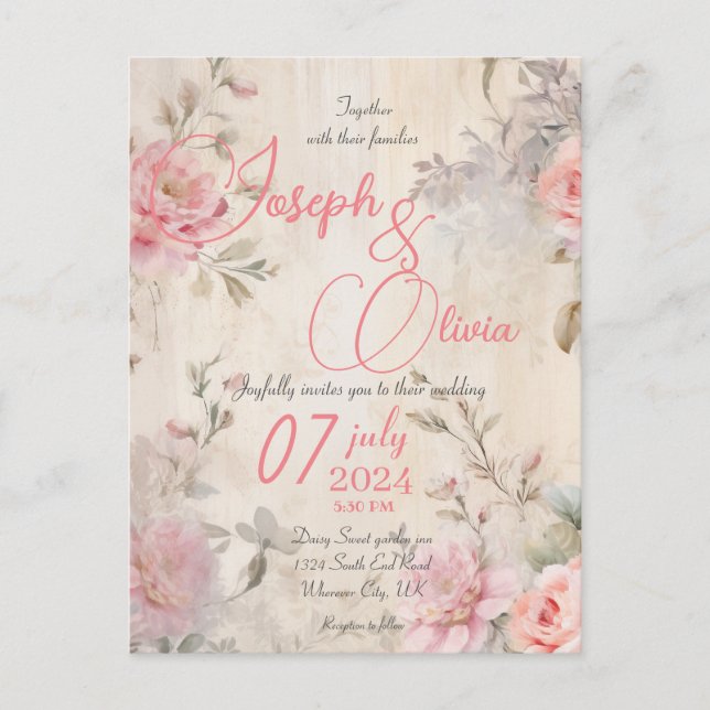 convite para casamento do chique vintage (Frente)