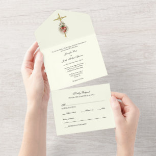 Convite para Casamento do Coração Católico Elegant